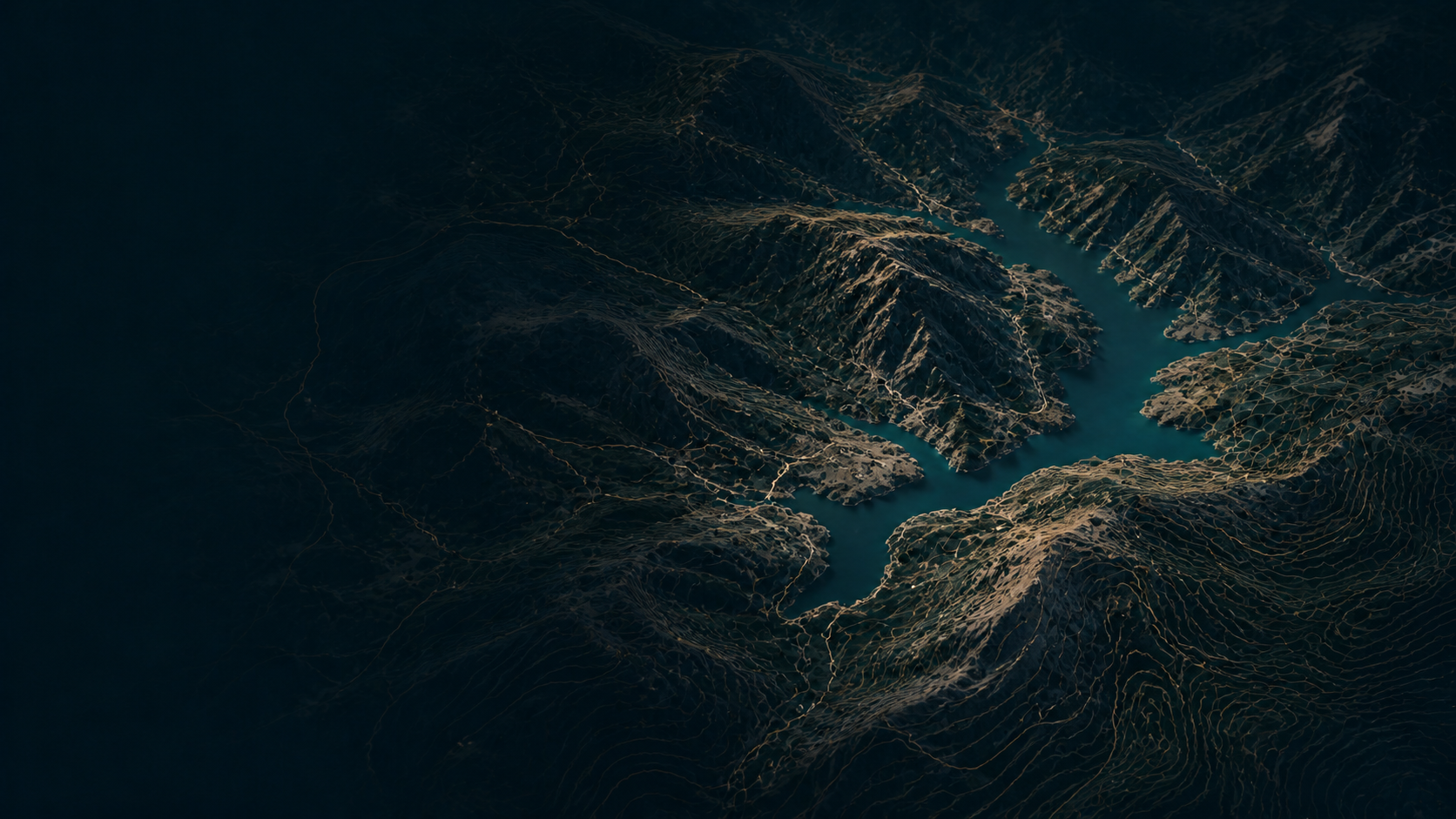 Topografik arazi ve su yolları görünümü